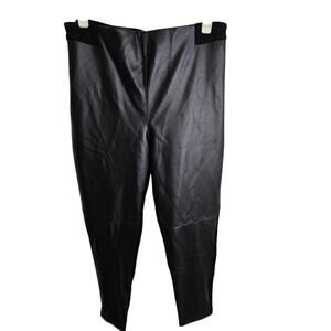 Betabrand Dress Pant Yoga Pants Jett Vegan Leather Pants Women PL Black Skinny
